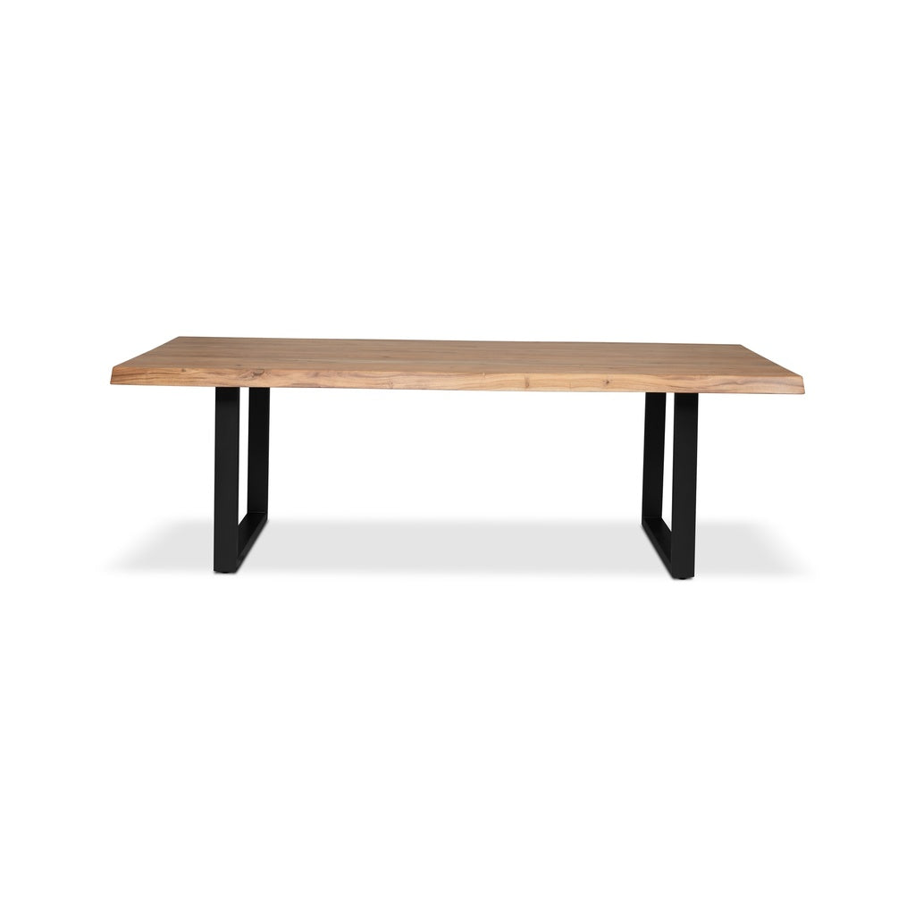 Brooks - Dining Table - U Base - 40" x 116" - Teak Top - Black Base