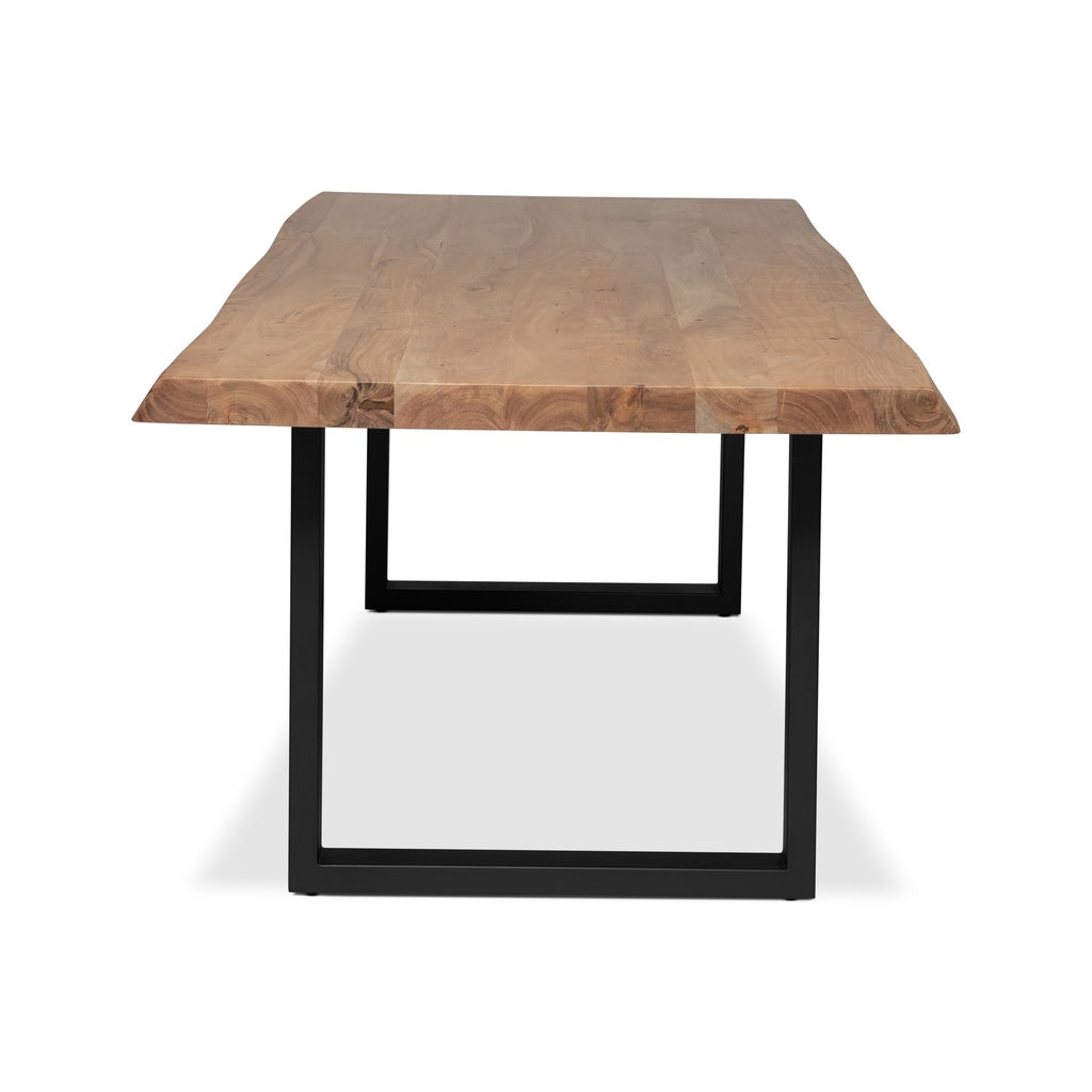 Brooks - Dining Table - U Base - 40" x 79" - Teak Top - Black Base