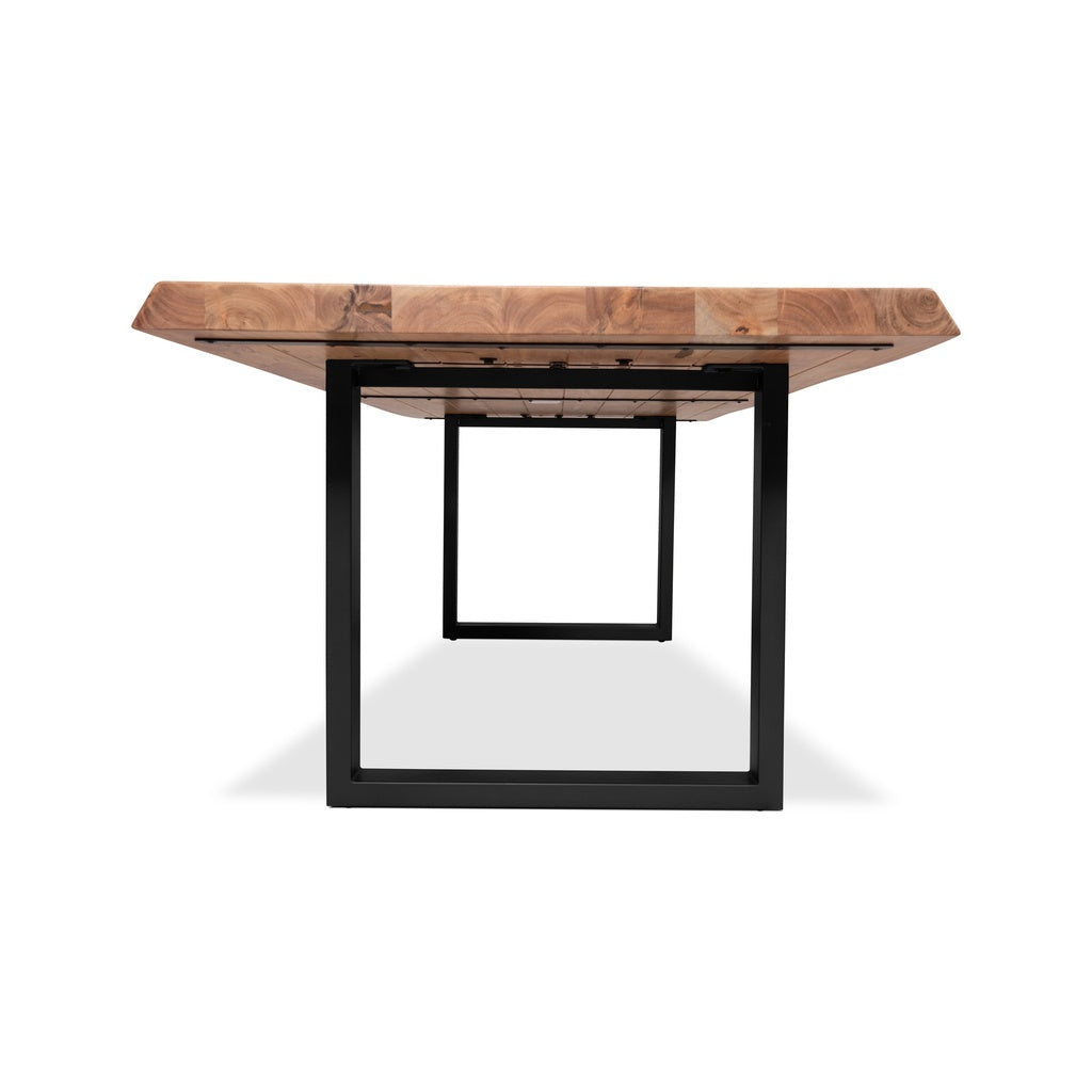 Brooks - Dining Table - U Base - 40" x 79" - Teak Top - Black Base