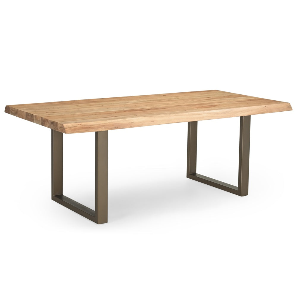 Brooks - Dining Table - U Base - 40" x 79" - Teak Top - Brass Base