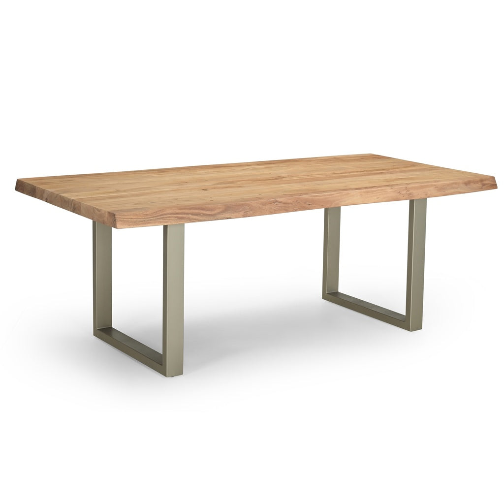 Brooks - Dining Table - U Base - 40" x 116" - Teak Top - Pewter Base