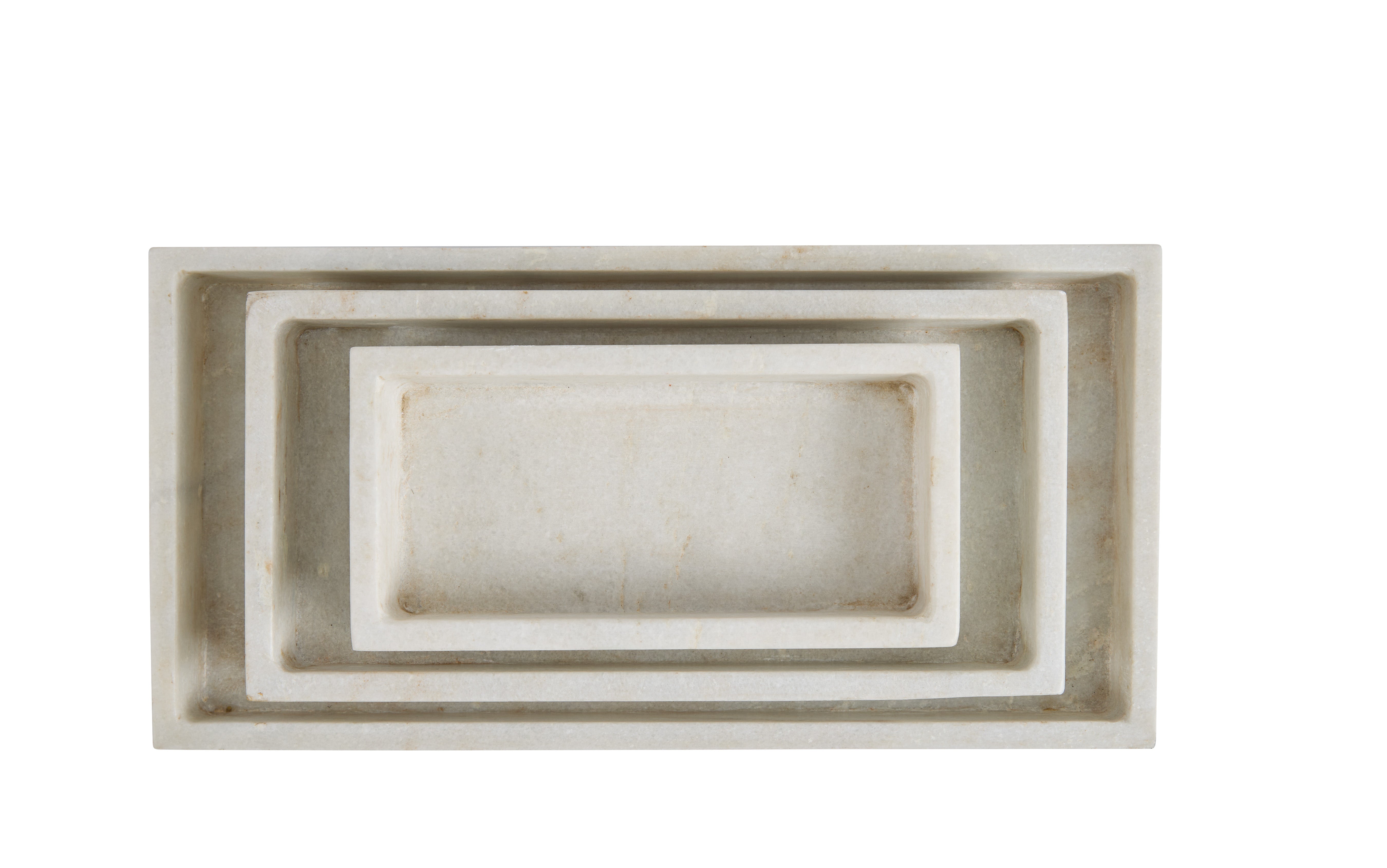 Rectangular White Marble Stacking Trays
