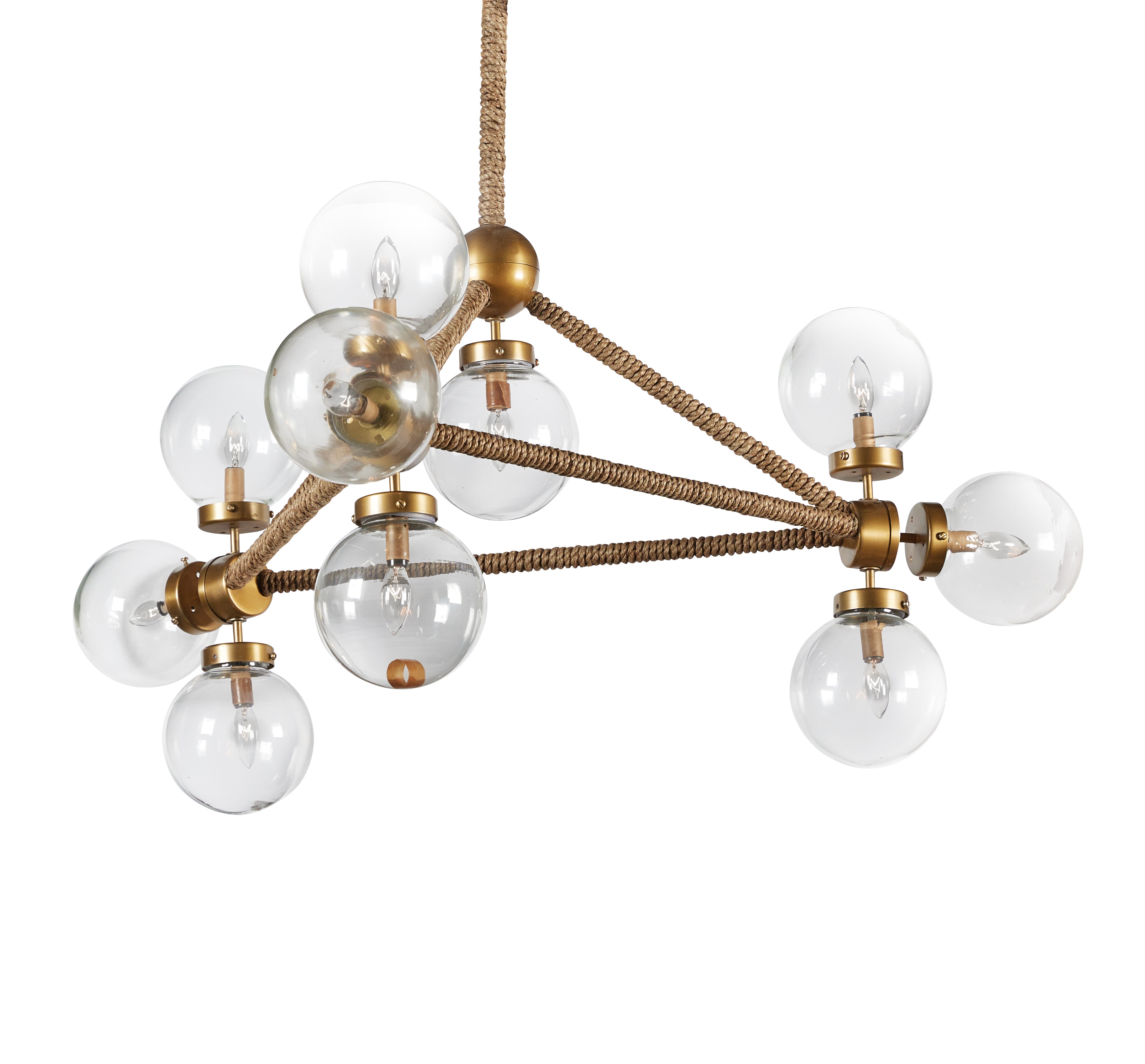 Rope Triangular 10-Light Globe Chandelier