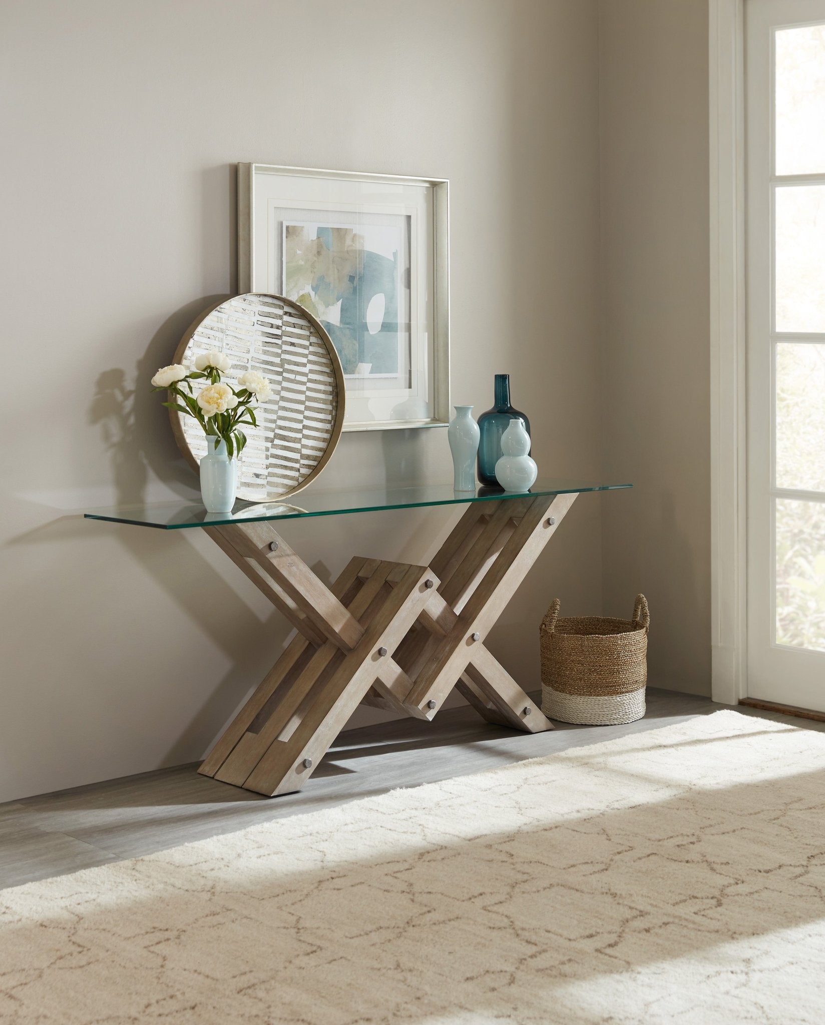Affinity Glass Top Accent Console - Central Designs
