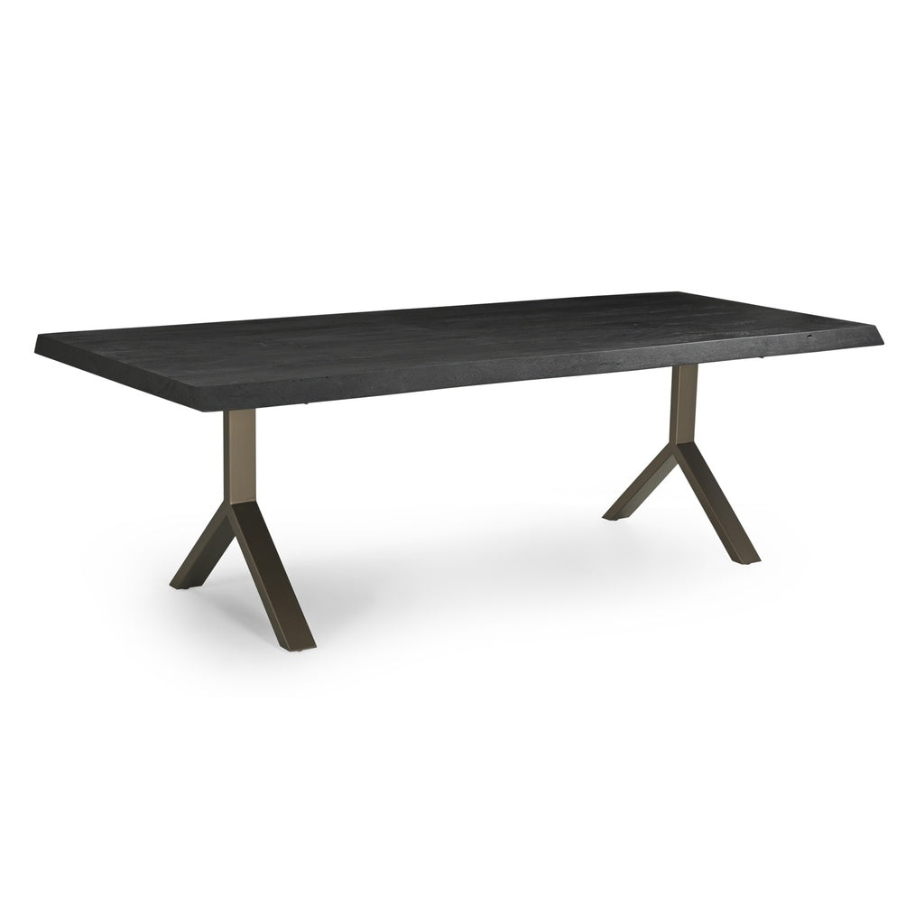 Brooks - Dining Table - Y Base - 40" x 79" - Ebonized Top - Brass Base