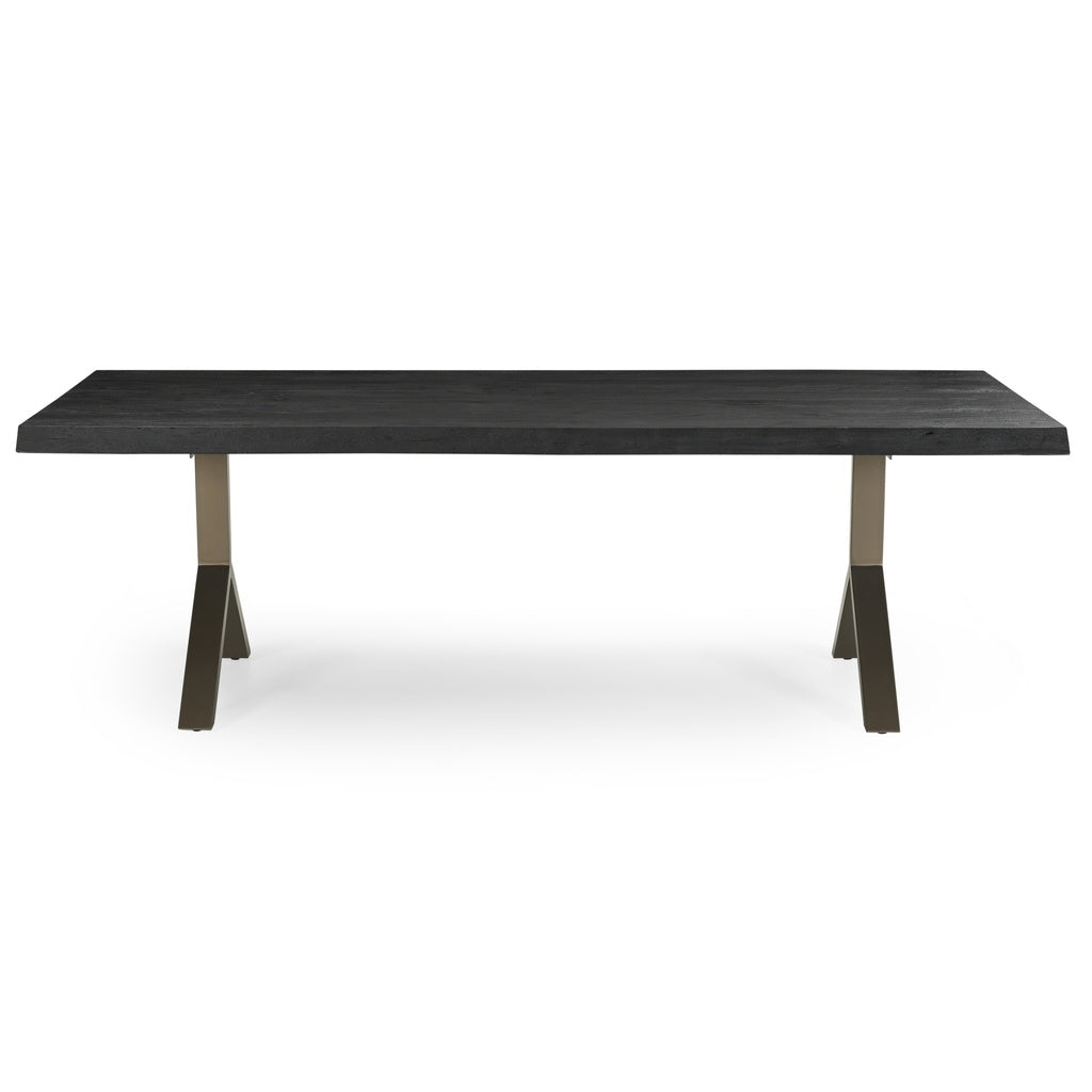 Brooks - Dining Table - Y Base - 40" x 116" - Ebonized Top - Brass Base