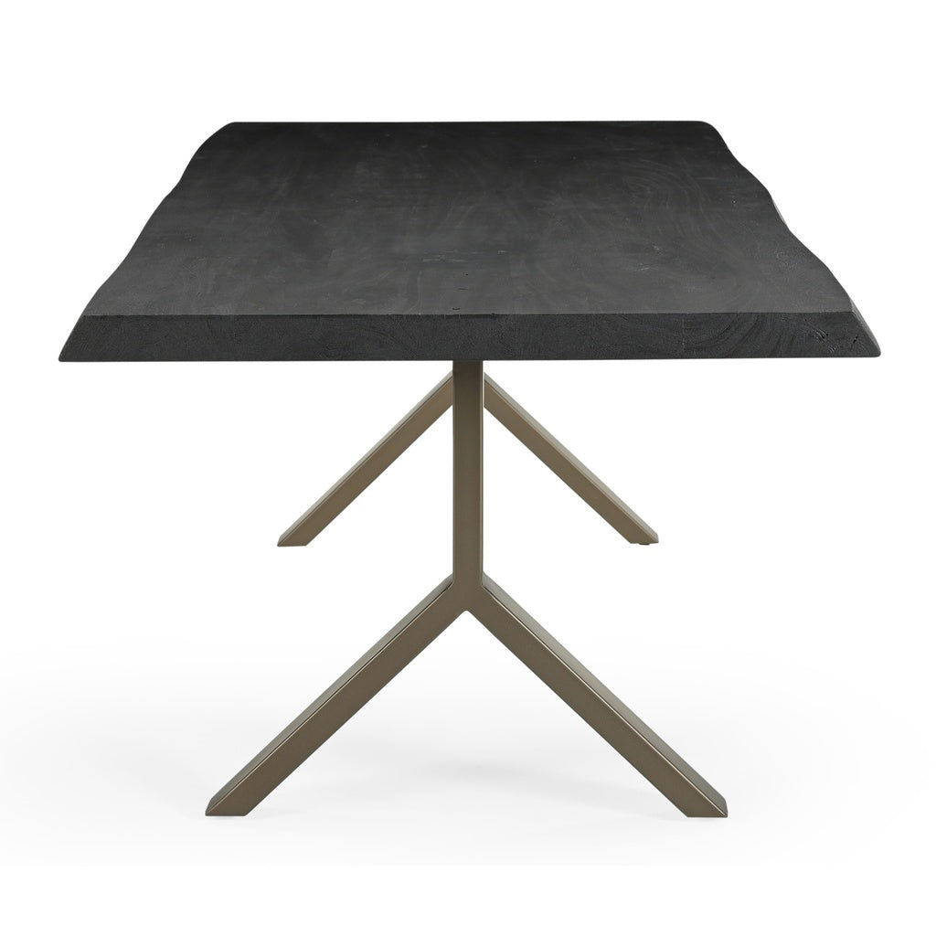 Brooks - Dining Table - Y Base - 40" x 116" - Ebonized Top - Brass Base