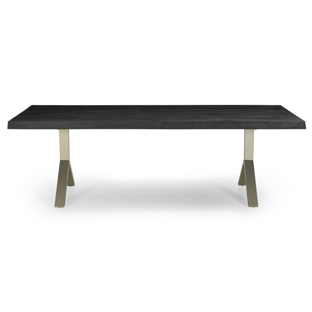 Brooks - Dining Table - Y Base - 40" x 116" - Ebonized Top - Pewter Base