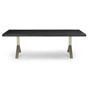 Brooks - Dining Table - Y Base - 40" x 116" - Ebonized Top - Pewter Base
