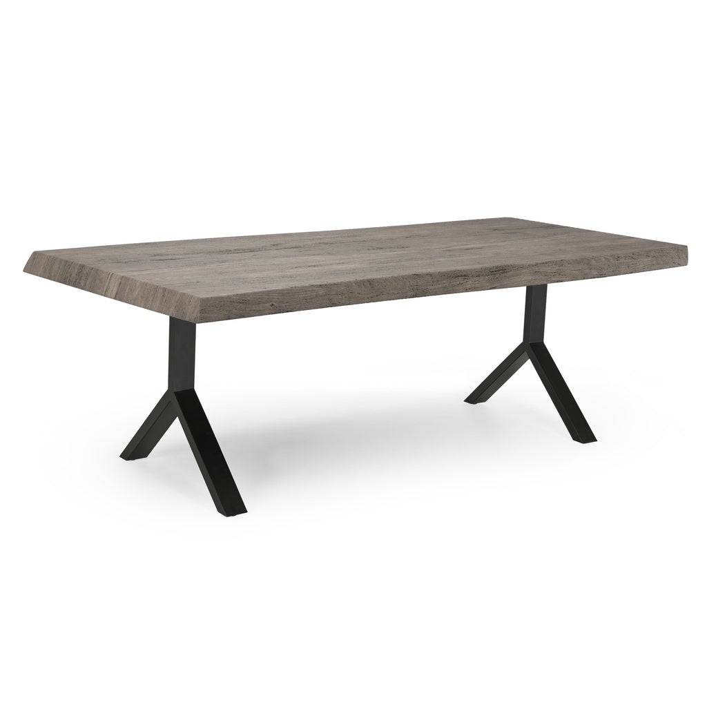 Brooks - Dining Table - Y Base - 40" x 116" - Sandblasted Grey Top - Black Base