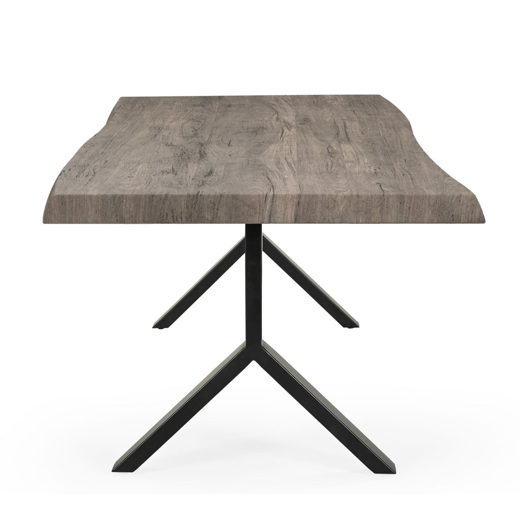 Brooks - Dining Table - Y Base - 40" x 116" - Sandblasted Grey Top - Black Base