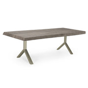 Brooks - Dining Table - Y Base - 40" x 116" - Sandblasted Grey Top - Pewter Base