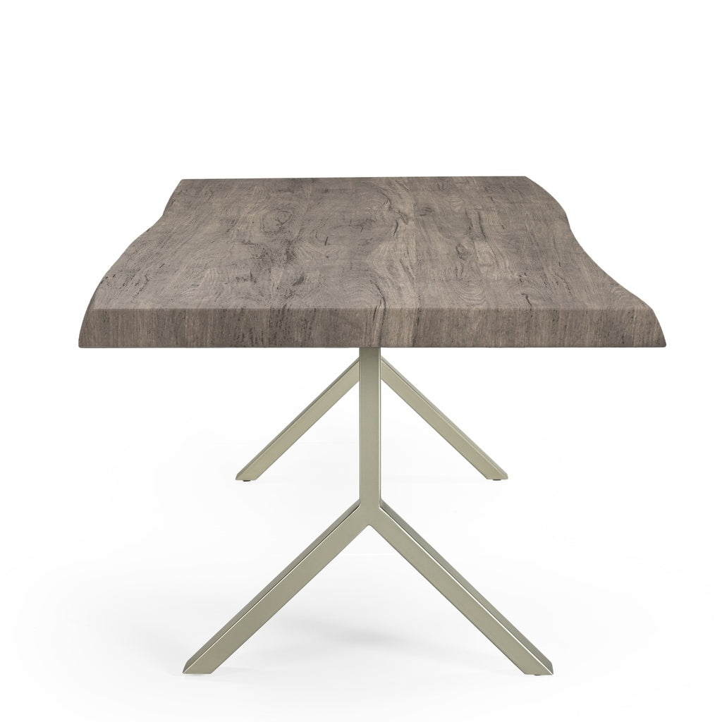 Brooks - Dining Table - Y Base - 40" x 116" - Sandblasted Grey Top - Pewter Base