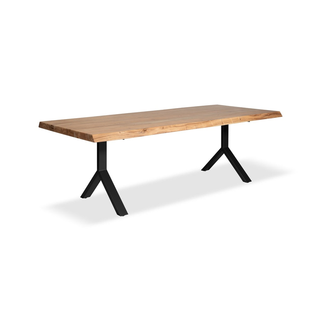 Brooks - Dining Table - Y Base - 40" x 116" - Teak Top - Black Base
