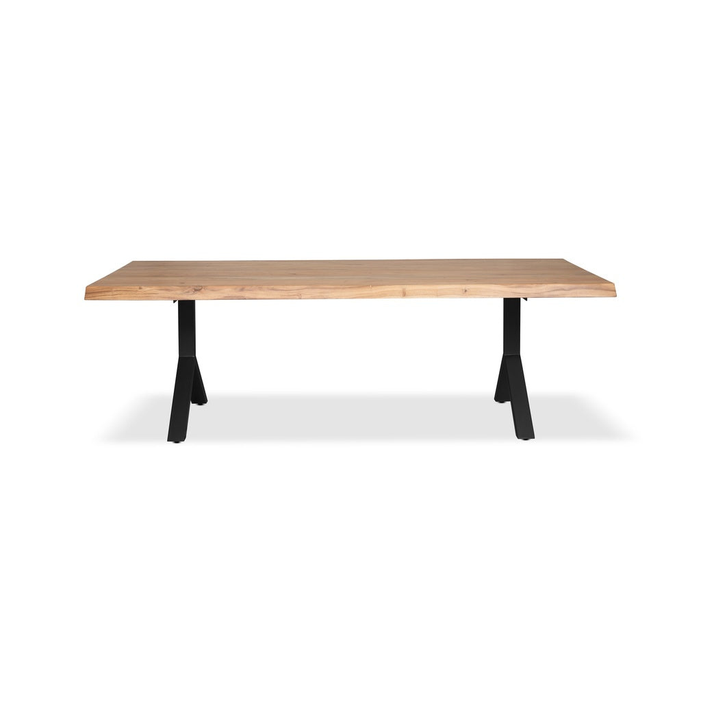 Brooks - Dining Table - Y Base - 40" x 116" - Teak Top - Black Base
