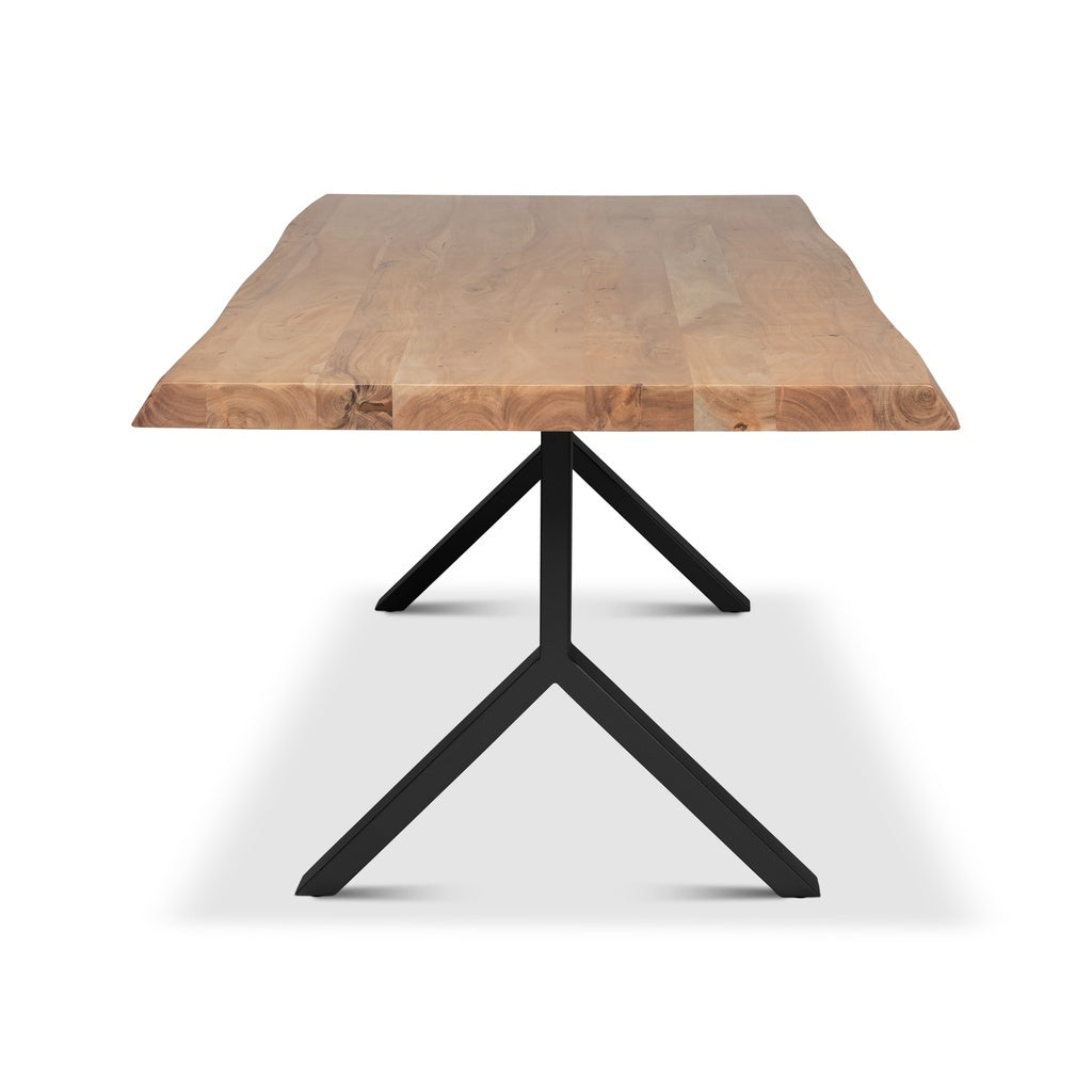 Brooks - Dining Table - Y Base - 40" x 116" - Teak Top - Black Base
