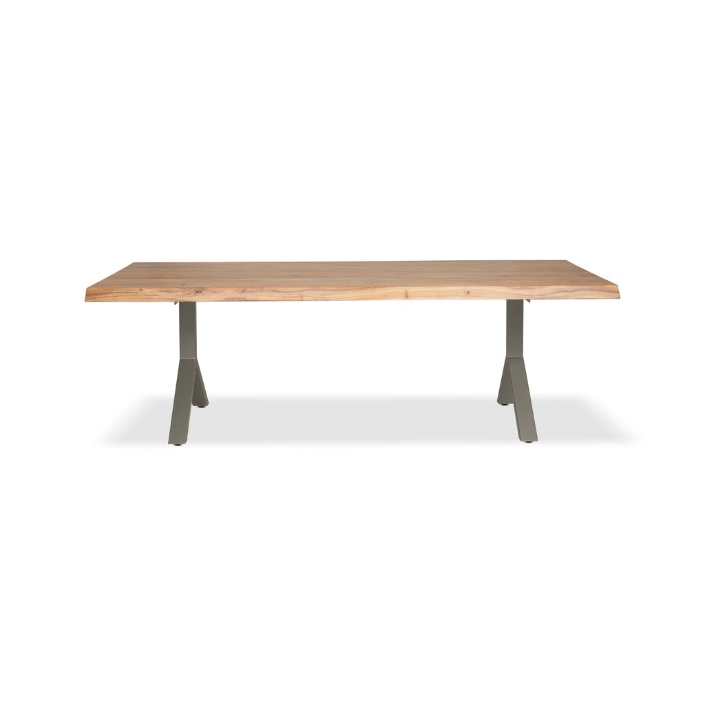Brooks - Dining Table - Y Base - 40" x 116" - Teak Top - Pewter Base