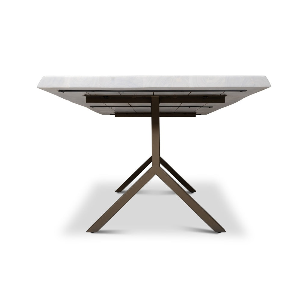 Brooks - Dining Table - Y Base - 40" x 116" - White Wash Top - Brass Base