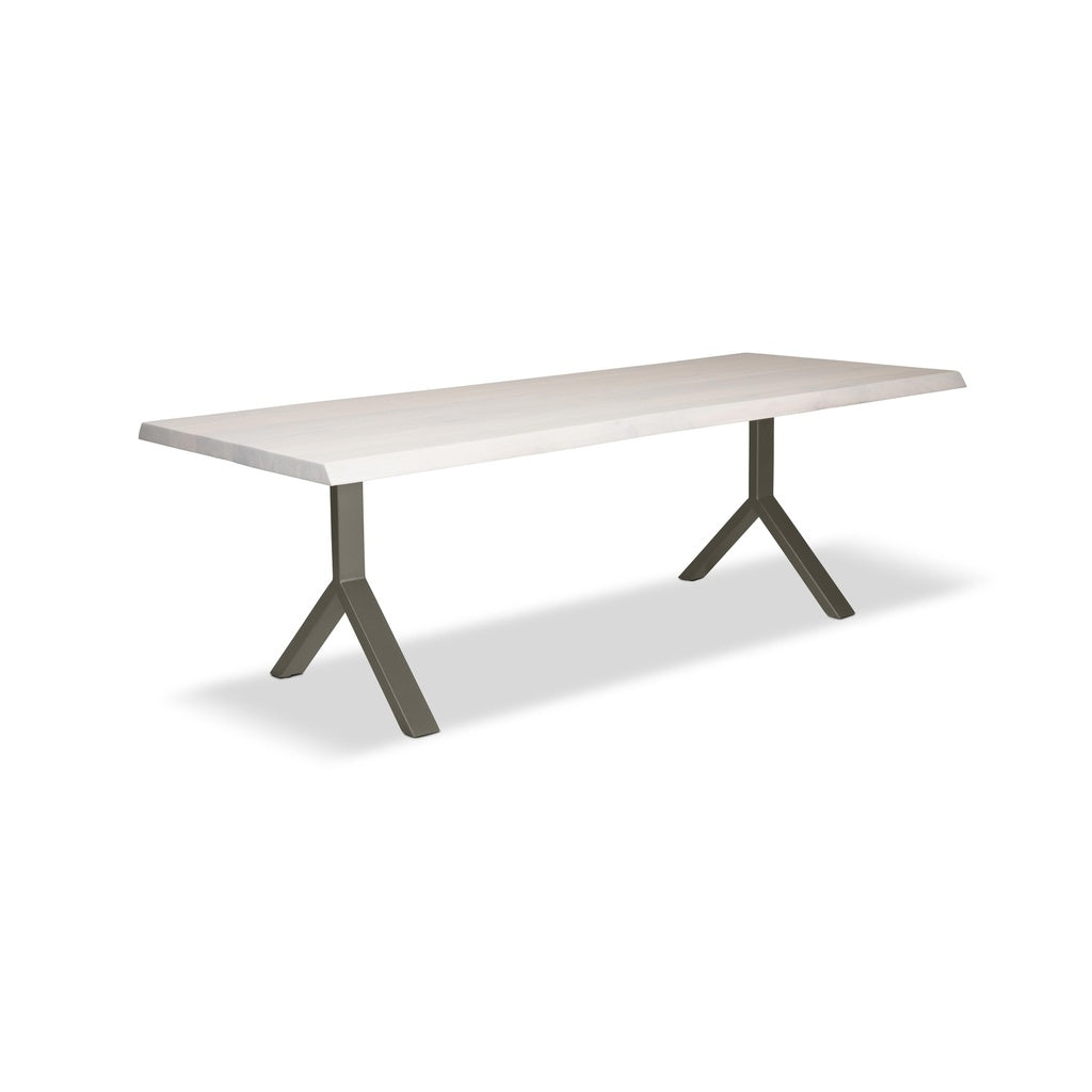 Brooks - Dining Table - Y Base - 40" x 116" - White Wash Top - Pewter Base