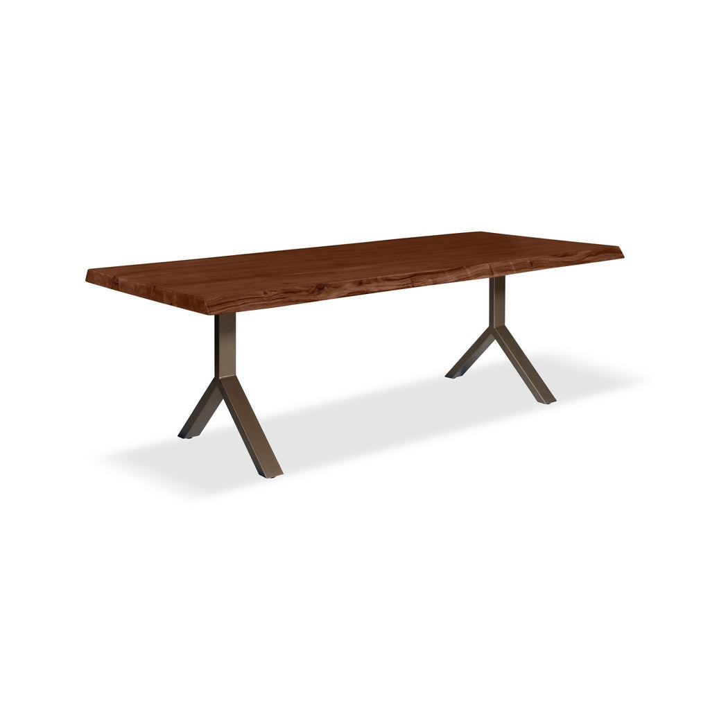 Brooks - Dining Table - Y Base - 40" x 79" - Americano Top - Brass Base