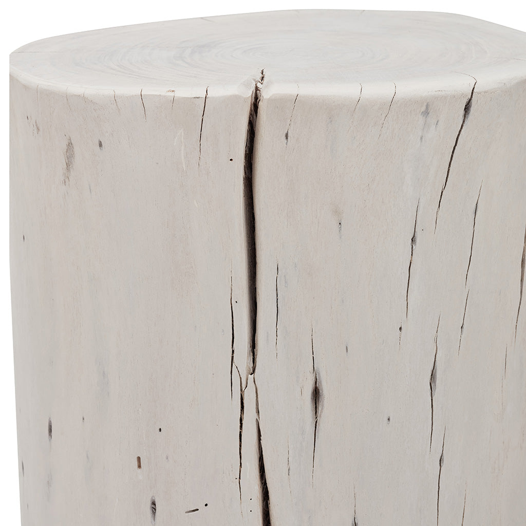 Brooks - Solid Wood Stump - White Wash