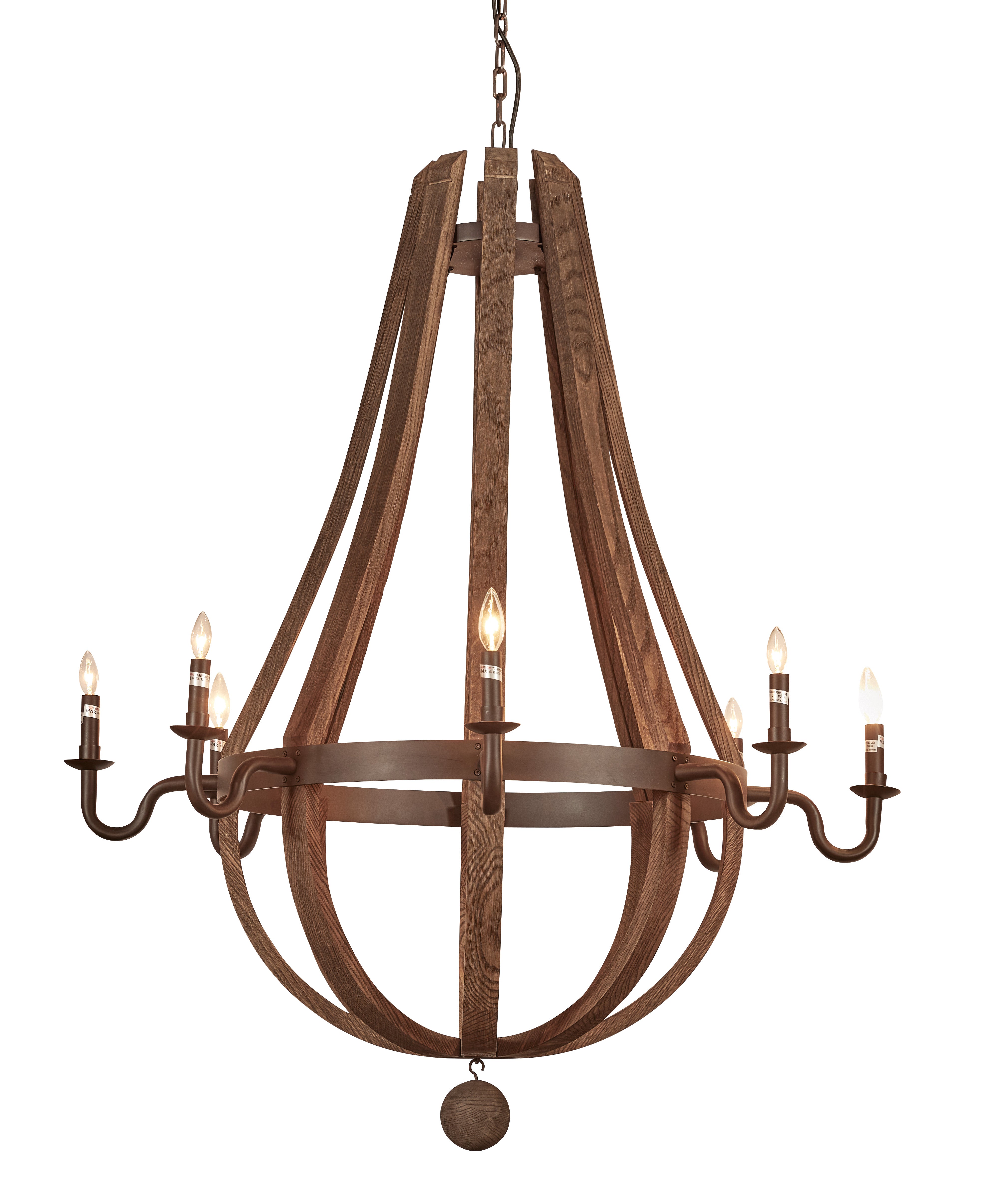 Wine Barrel Chandelier w/ Eight Arms
