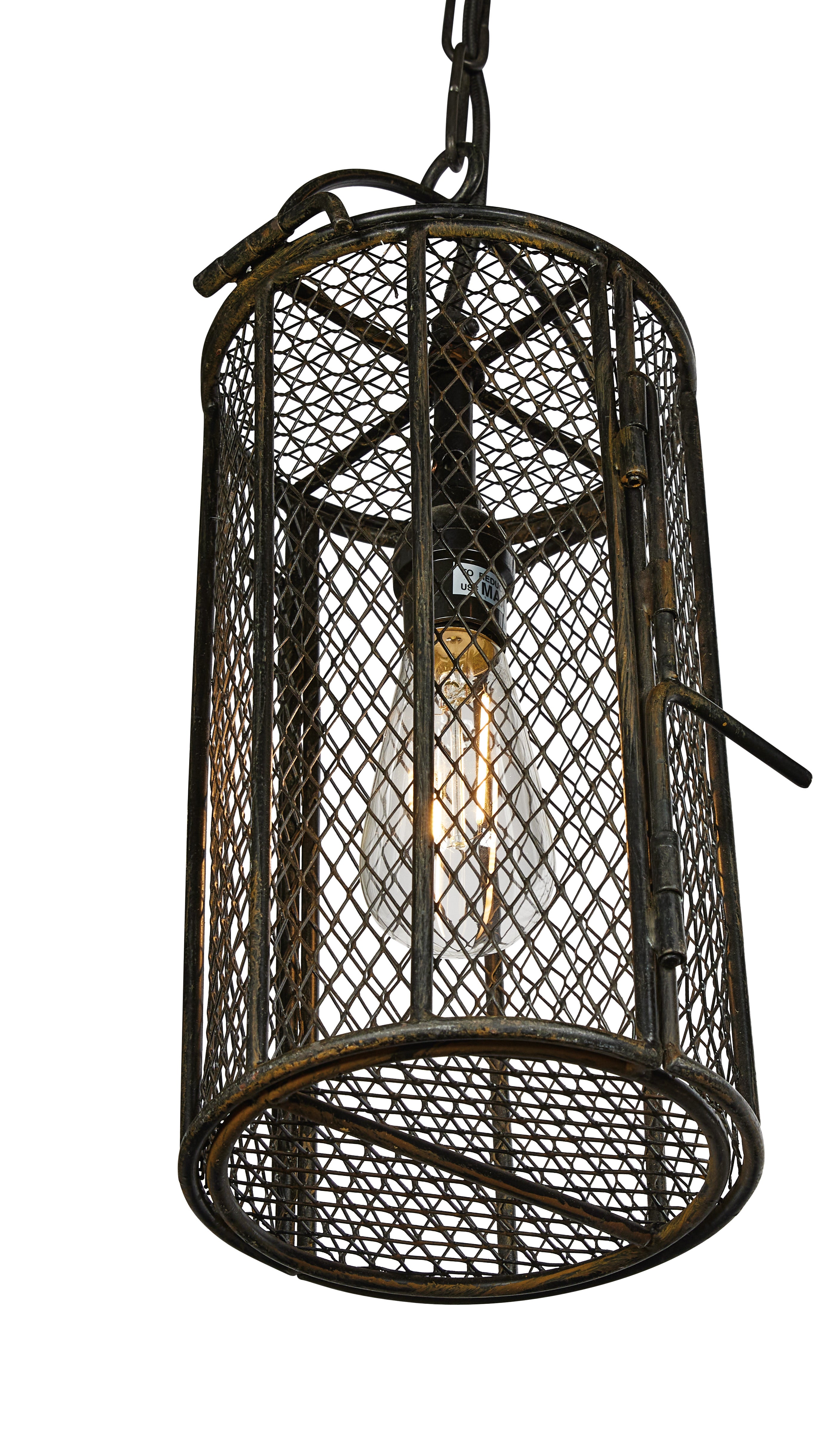 Dye Basket Pendant Light w/ Wrought Iron Accents