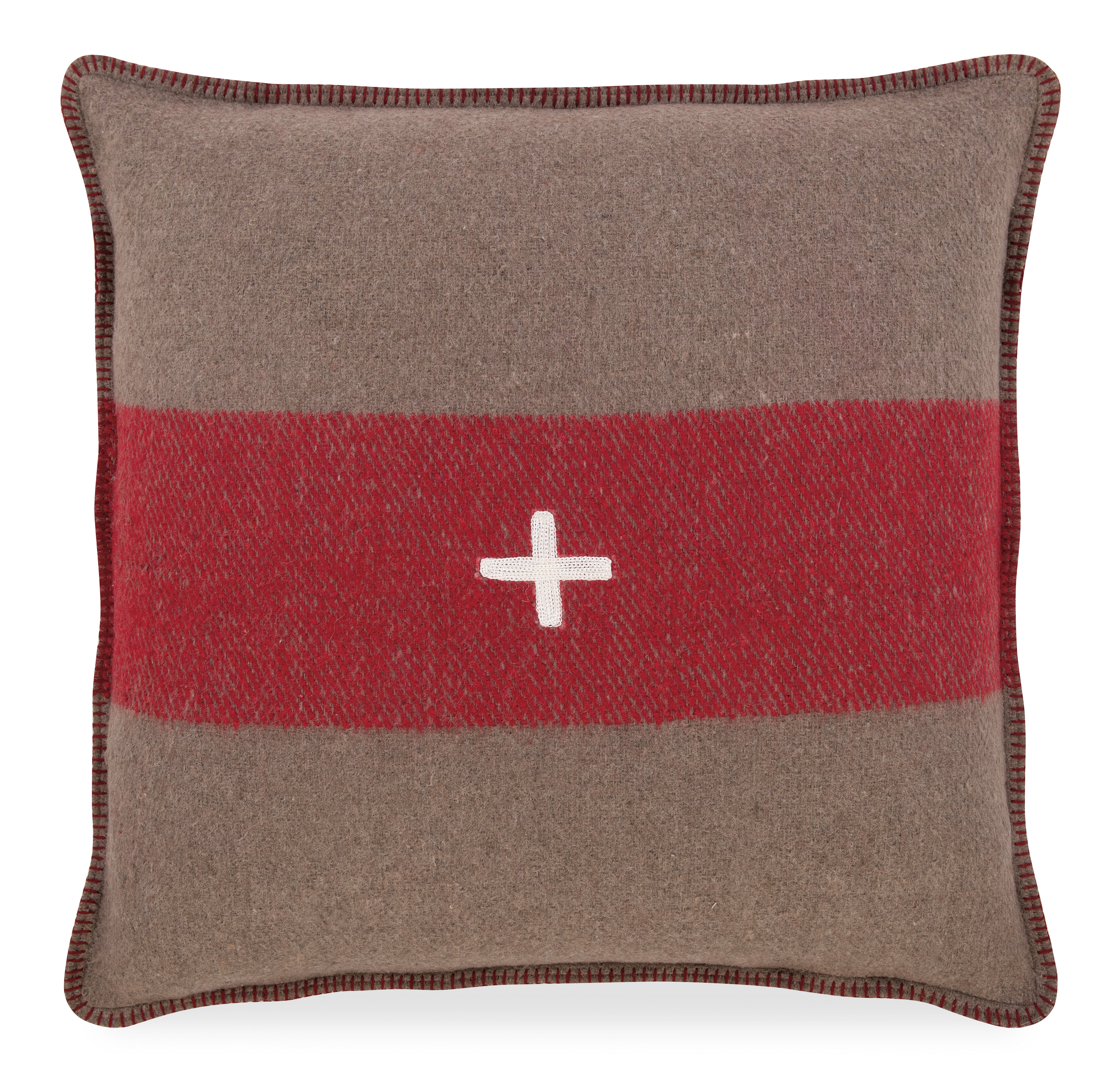 Swiss Army Pillow Cover 24x24 Brown/Red