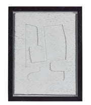Squared-off White Paper Mache Wall Art in Glass Wooden Frame