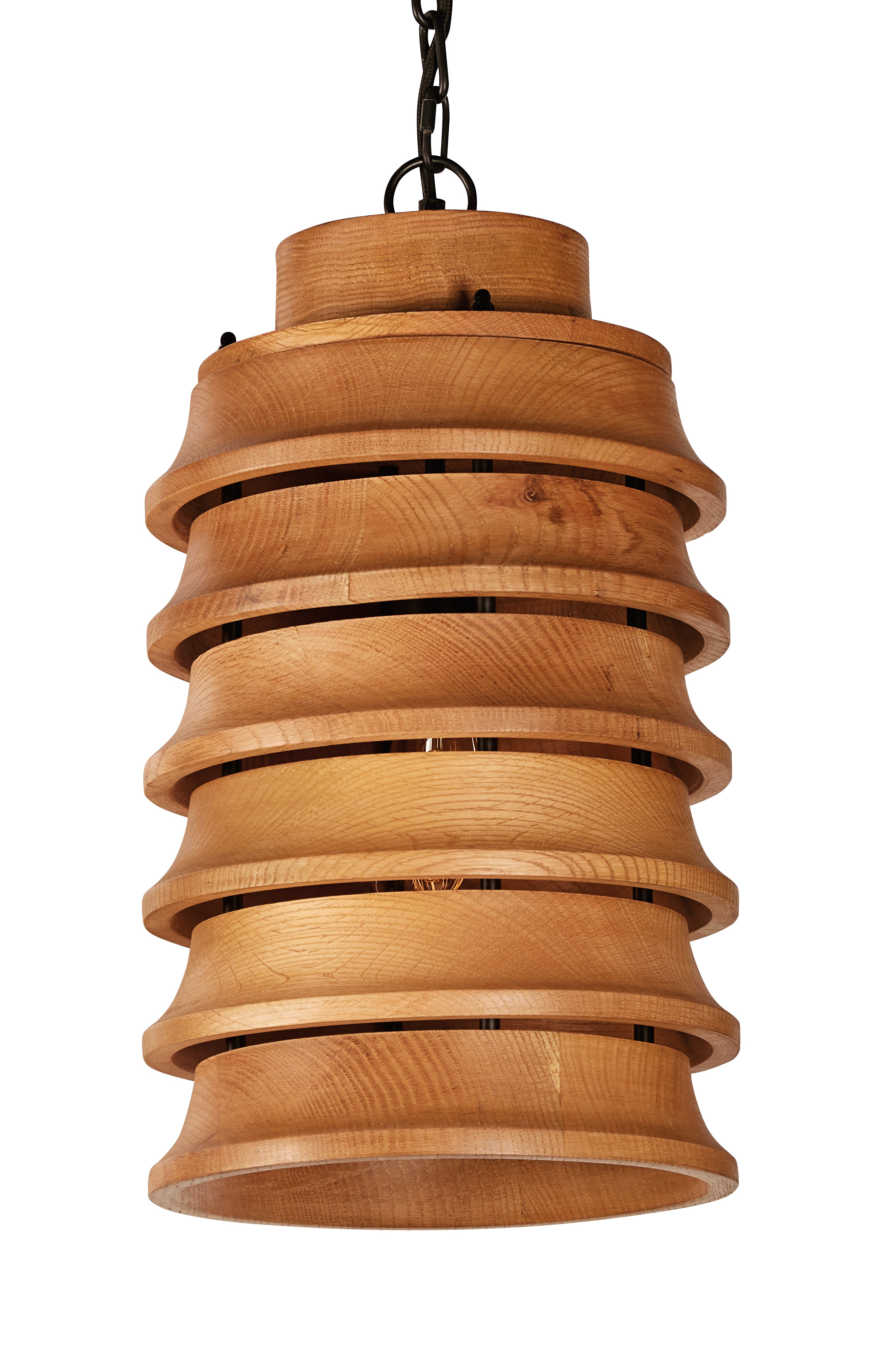 Oak Wood Stacked Pendant - Large