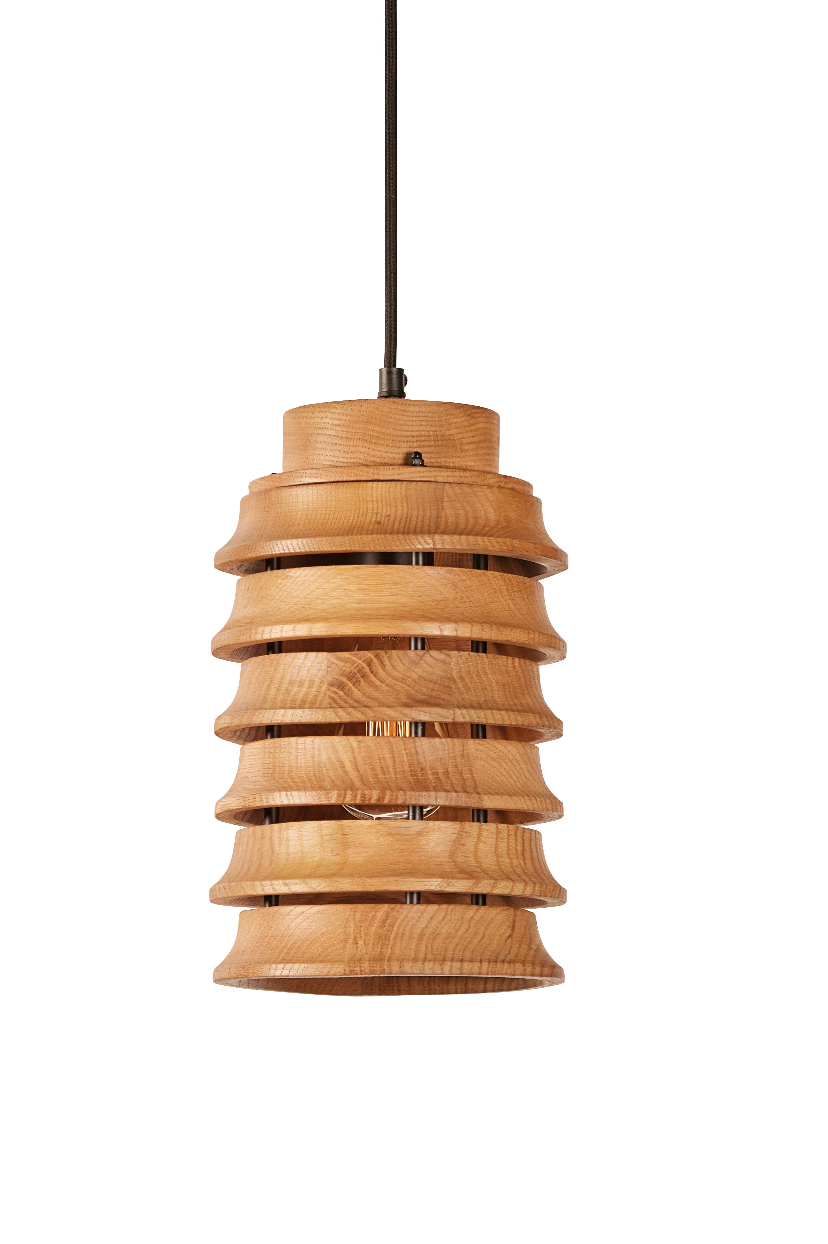 Oak Wood Stacked Pendant - Small