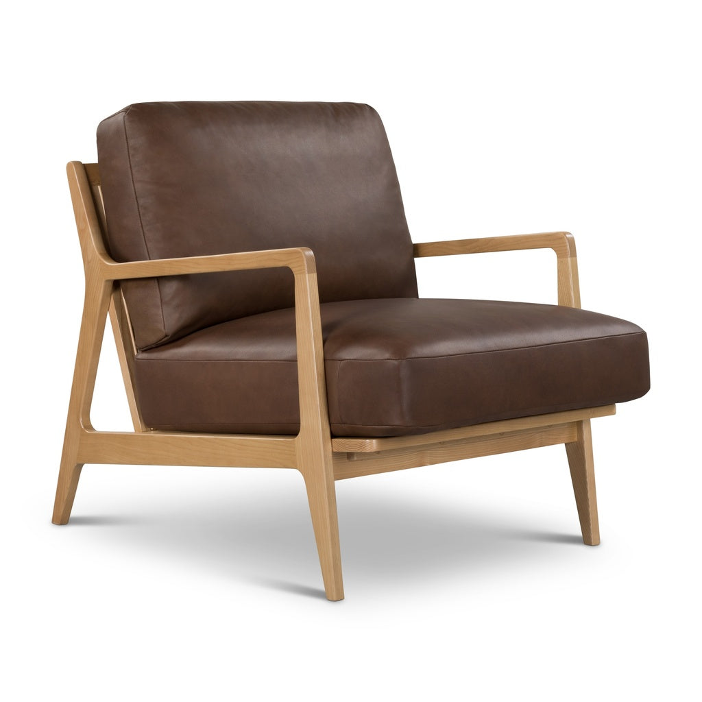Metro - Carmelo Genuine Leather Accent Chair - Oak/Brown Genuine Leather