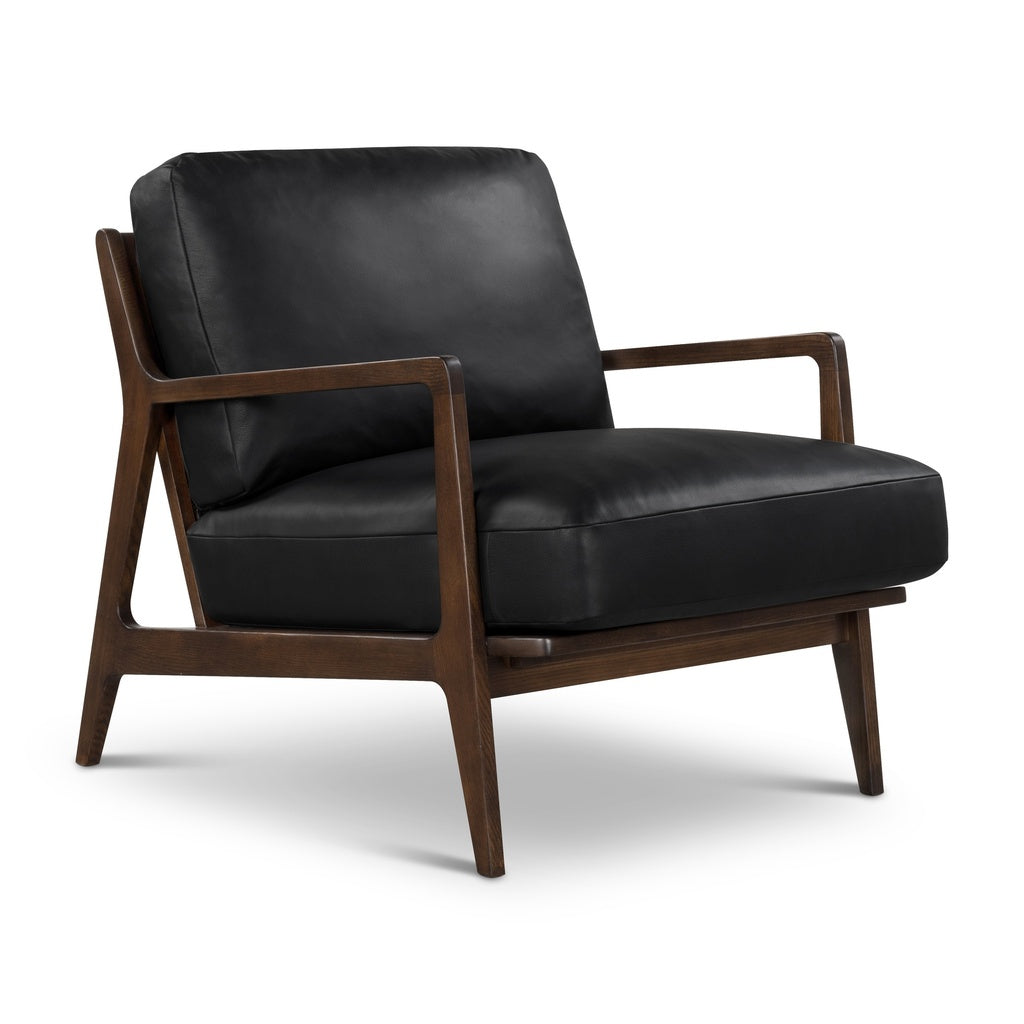 Metro - Carmelo Genuine Leather Accent Chair - Walnut/Black Genuine Leather