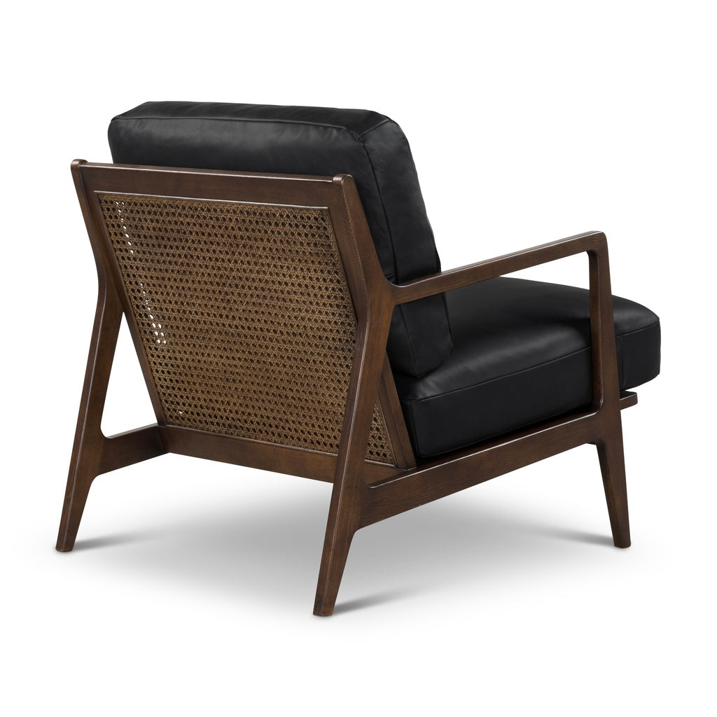 Metro - Carmelo Genuine Leather Accent Chair - Walnut/Black Genuine Leather