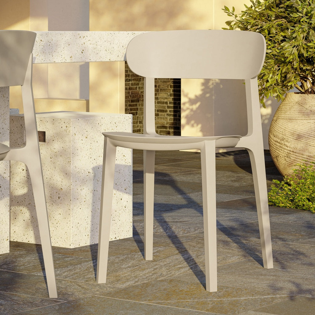 Metro - Spencer - Eco-Friendly Outdoor Stacking Chair - Set of 4 - Beige