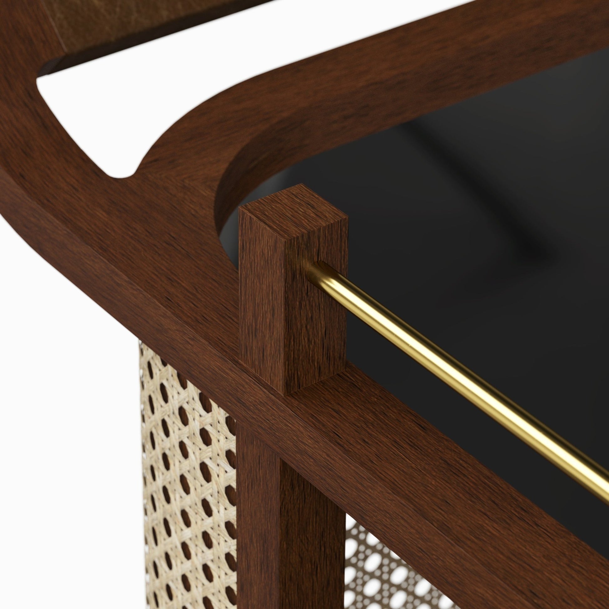 Modern Brazilian - Dinda - Bar Cart - Neutral Brown Frame - Central Designs