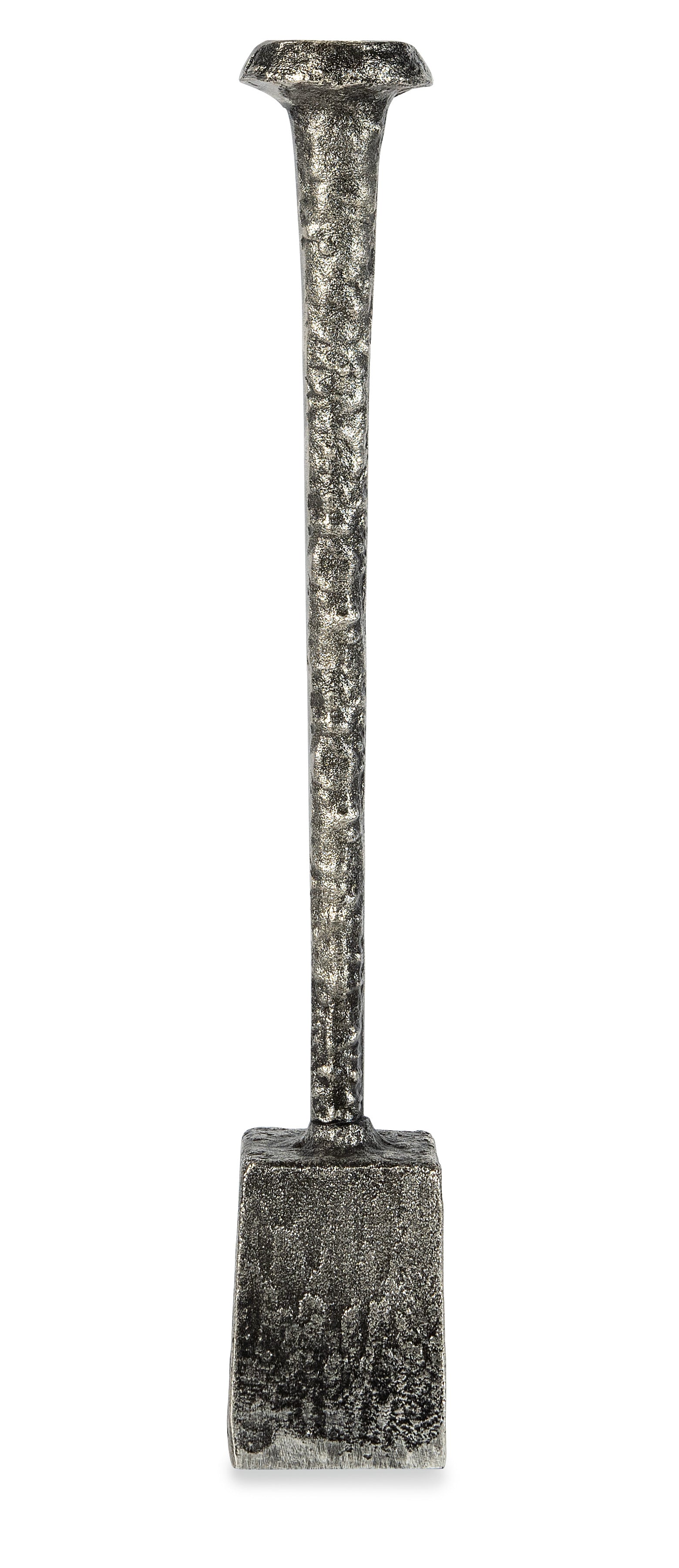Antique Nickel Block Candleholder - Large