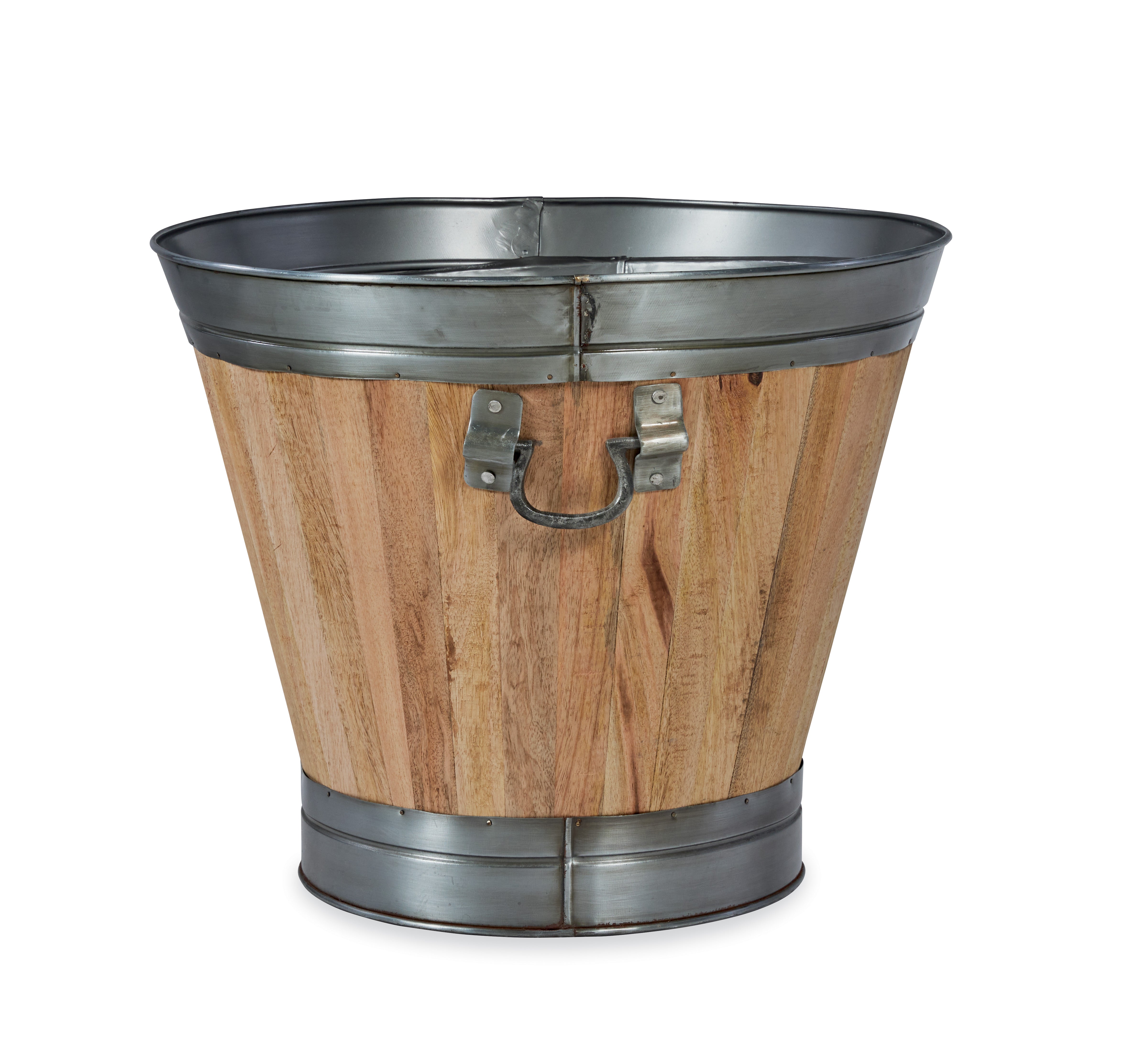 Arbor Round Wood Bucket w/ Iron Handles