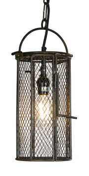 Dye Basket Pendant Light w/ Wrought Iron Accents
