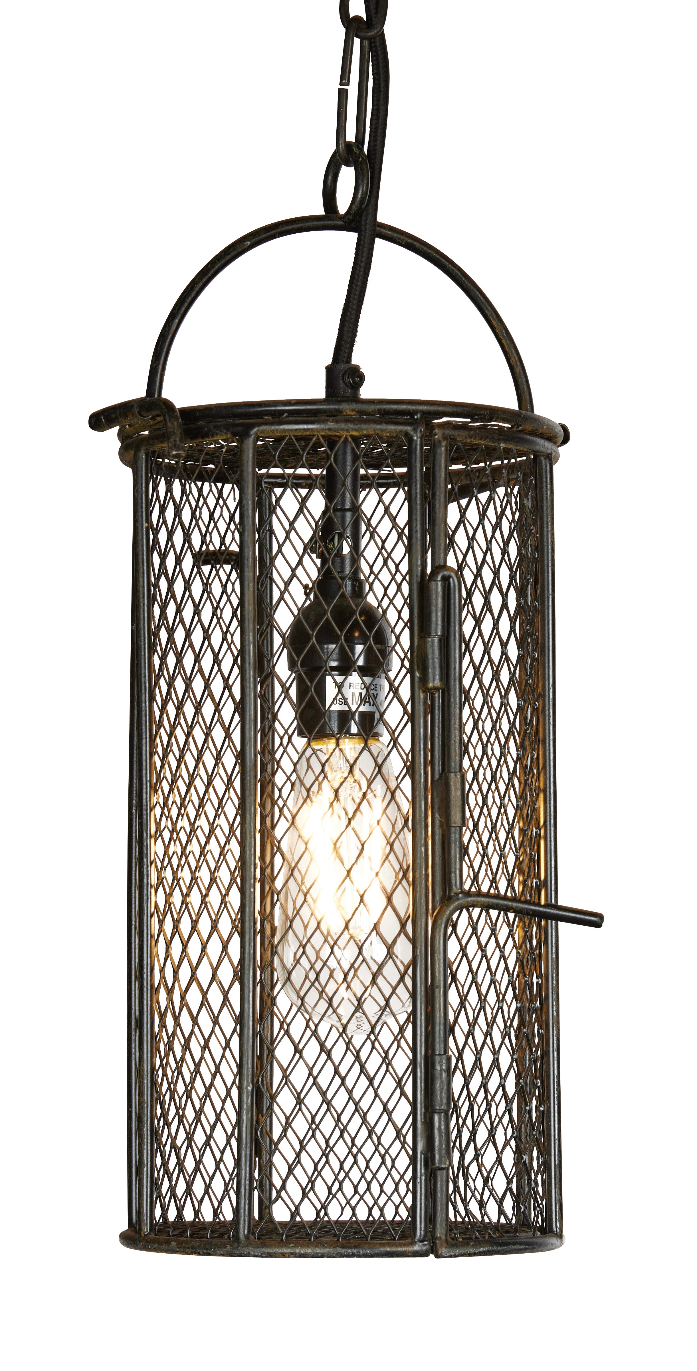 Dye Basket Pendant Light w/ Wrought Iron Accents