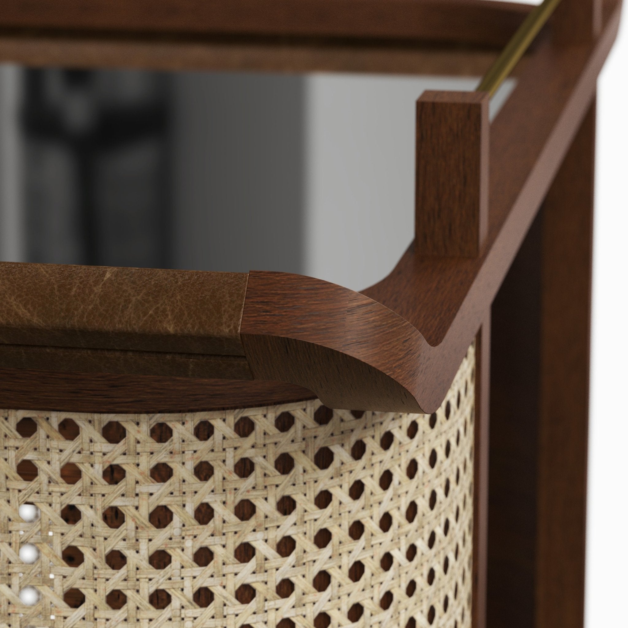 Modern Brazilian - Dinda - Bar Cart - Neutral Brown Frame - Central Designs