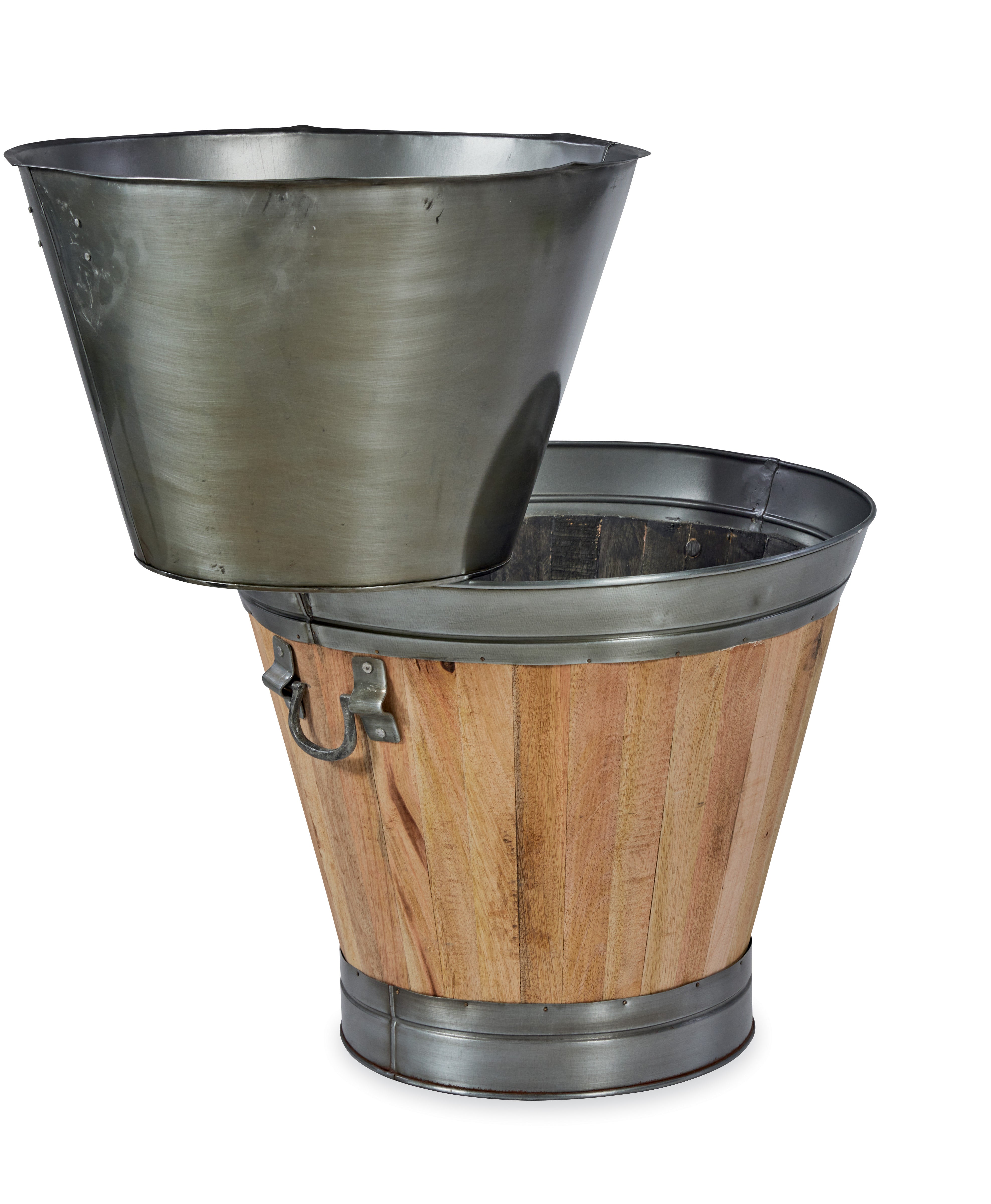 Arbor Round Wood Bucket w/ Iron Handles