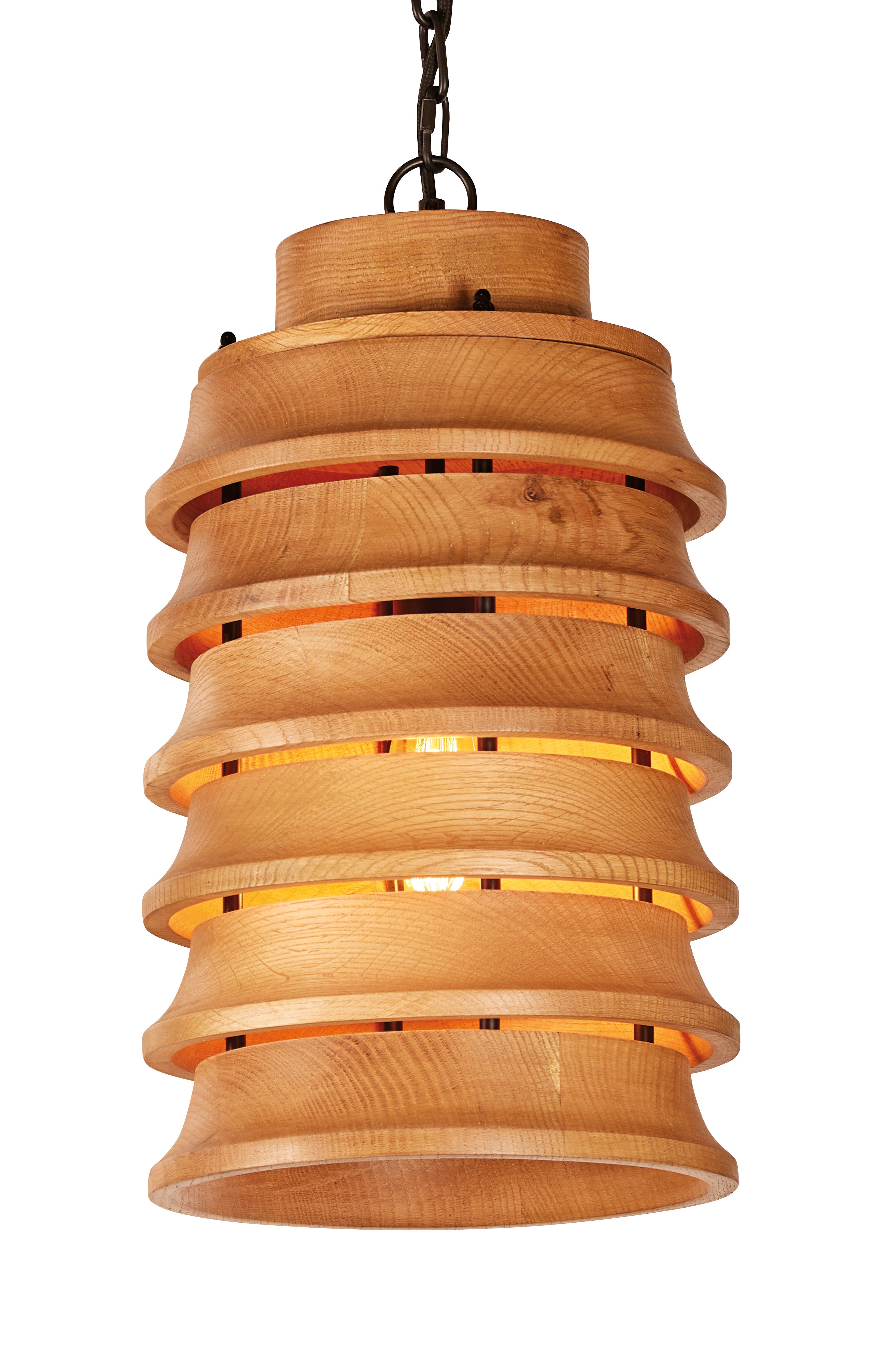 Oak Wood Stacked Pendant - Large