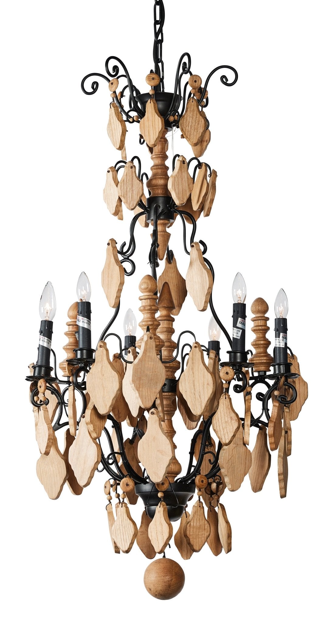 Oak Wood Crystal Chandelier - Small - Central Designs