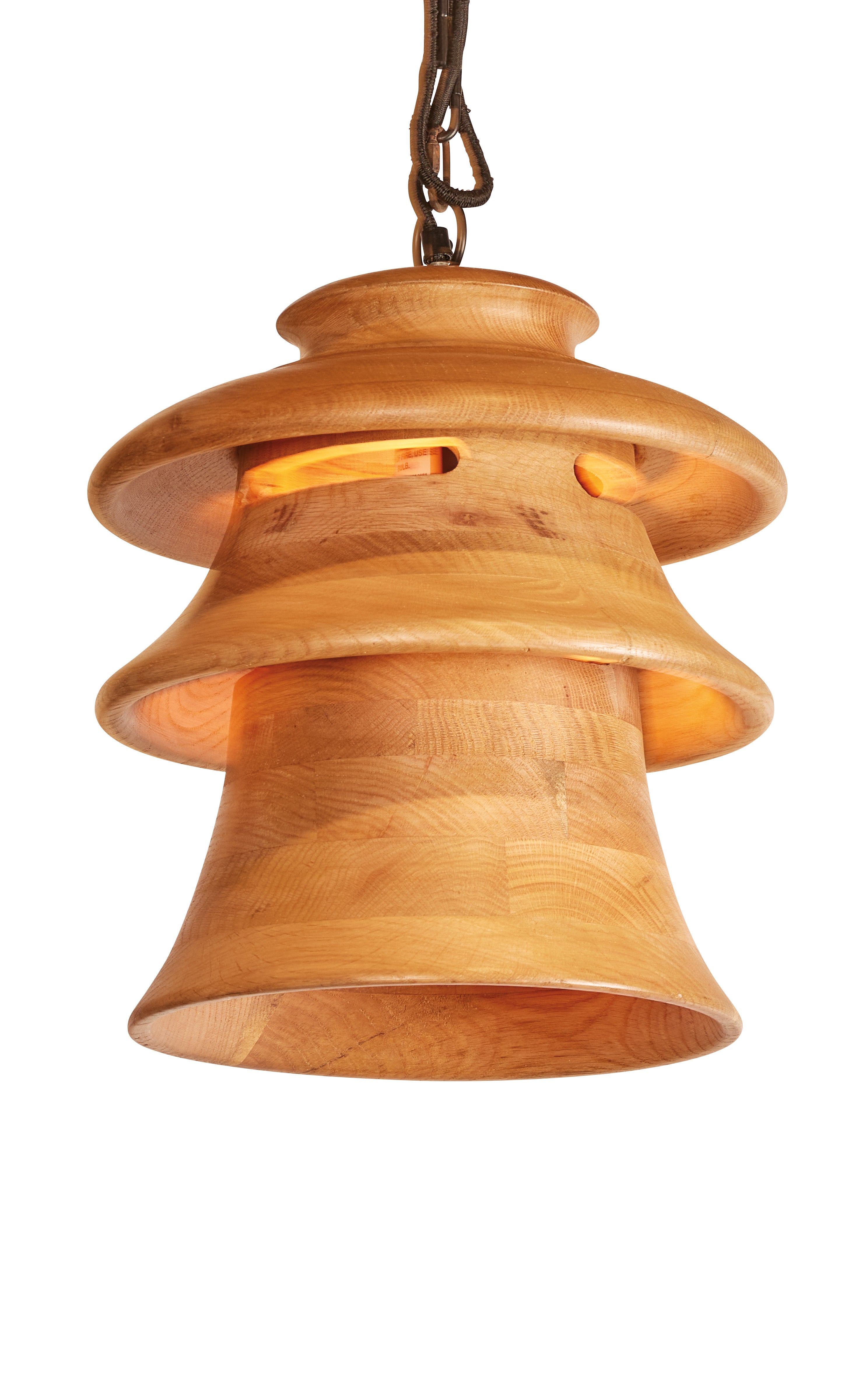 Oak Wood Tiered Pendant Light