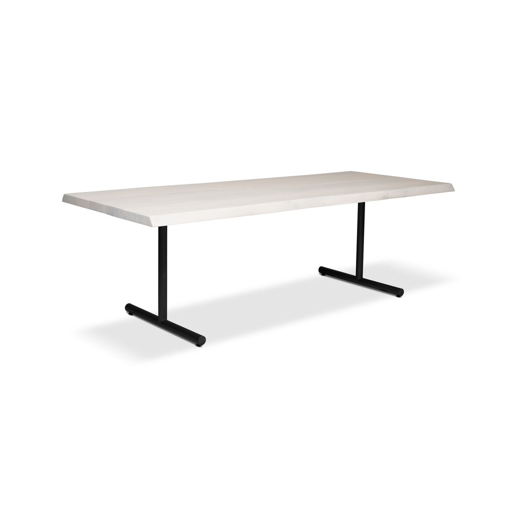 Brooks - Dining Table - T Base - 40" x 116" - White Wash Top - Black Base