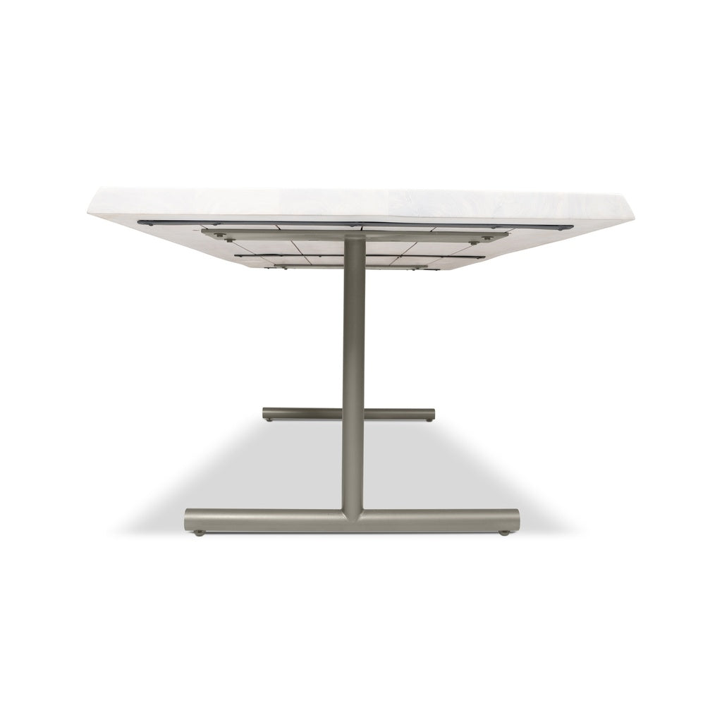 Brooks - Dining Table - T Base - 40" x 116" - White Wash Top - Pewter Base