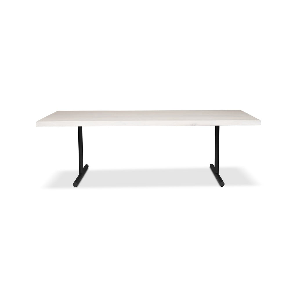 Brooks - Dining Table - T Base - 40" x 116" - White Wash Top - Black Base