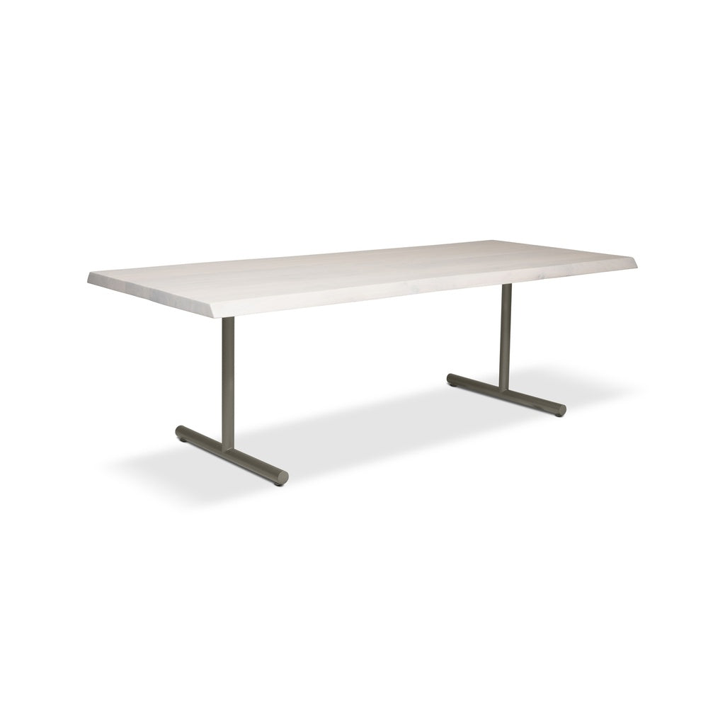 Brooks - Dining Table - T Base - 40" x 116" - White Wash Top - Pewter Base