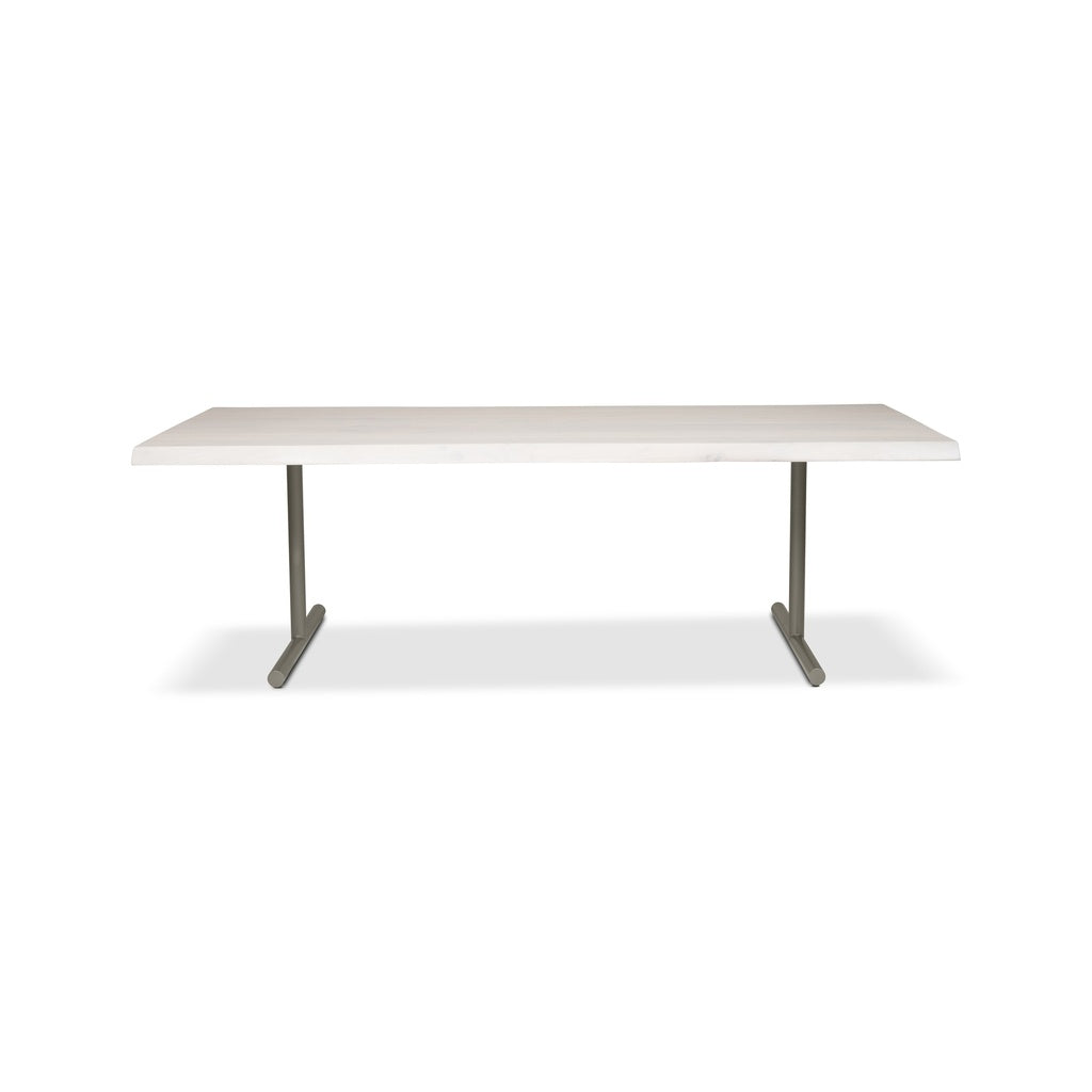 Brooks - Dining Table - T Base - 40" x 116" - White Wash Top - Pewter Base